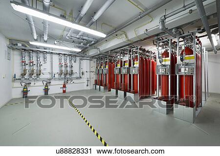 Fire extinguisher system, data storage in data warehouse View Large Photo Image Stock Image - Fire extinguisher system, data storage in data warehouse. Fotosearch