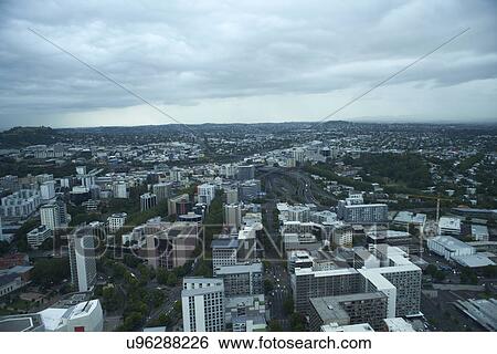 Stock Photograph - High angle view of Auckland, New Zealand. Fotosearch