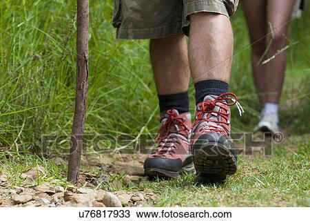 Hikers legs and walking stick View Large Photo Image Stock Image - Hikers legs and walking stick. Fotosearch