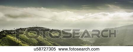 Stock Photography - Panoramic view of hills and dramatic sky, Laguna Beach, California, USA. Fotosearch