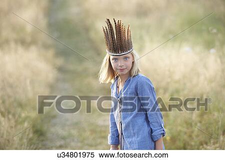 Portrait of girl in native american headdress View Large Photo Image Stock Photography - Portrait of girl in native american headdress. Fotosearch