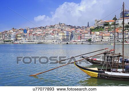 Stock Image - Rabelos boat, Duero River, Porto, Portugal. Fotosearch