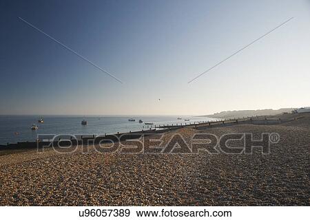 Stock Photo - Shingle beach at Selsey, West Sussex, UK. Fotosearch