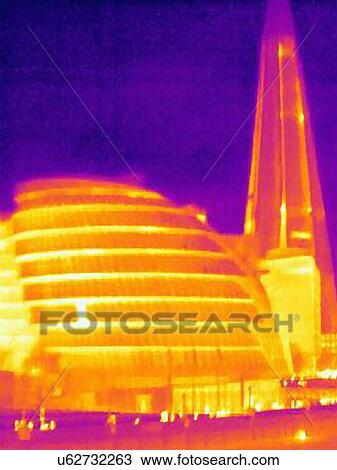 Stock Image - Thermal image of London City Hall, London, England. Fotosearch