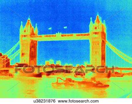 Stock Photograph - Thermal image of Tower Bridge, London, England. Fotosearch