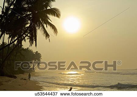 Stock Photo - Tranquil beach in morning light, Galle, Sri Lanka, Asia. Fotosearch
