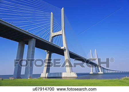 Vasco da Gama Bridge, Belem, Lisbon, Portugal View Large Photo Image Stock Image - Vasco da Gama Bridge, Belem, Lisbon, Portugal. Fotosearch