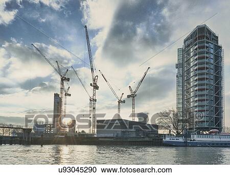 View of apartment block development on the Thames, London, UK View Large Photo Image Stock Image - View of apartment block development on the Thames, London, UK. Fotosearch