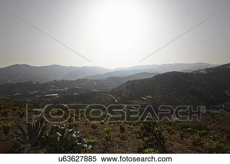 Stock Photography - View of distant mountains and valleys, Costa del Sol, Spain. Fotosearch