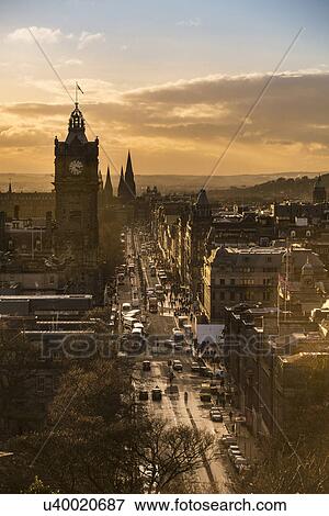 View of Princes Street in Edinburgh from Calton Hill View Large Photo Image Stock Photo - View of Princes Street in Edinburgh from Calton Hill. Fotosearch