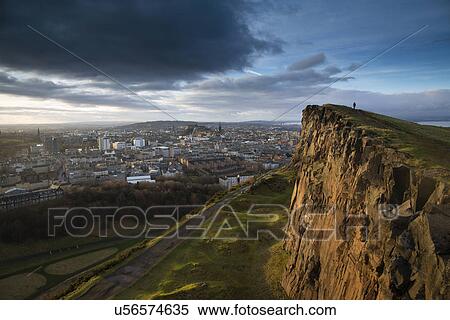 Stock Photography - View of the City of Edinburgh from Salisbury Crags. Fotosearch