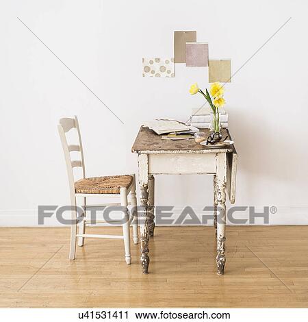 Old desk and chair in room View Large Photo Image Stock Image - Old desk and chair in room. Fotosearch