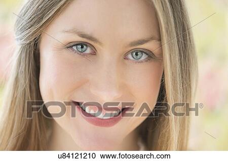 Portrait of blond woman smiling View Large Photo Image Stock Image - Portrait of blond woman smiling. Fotosearch