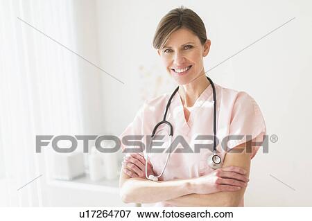 Stock Photo - Portrait of female doctor. Fotosearch
