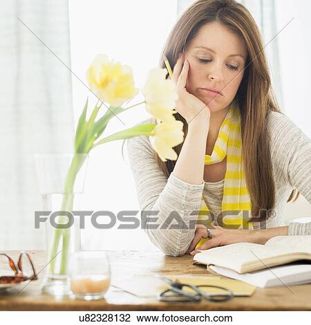 Portrait of woman at desk View Large Photo Image Stock Image - Portrait of woman at desk. Fotosearch
