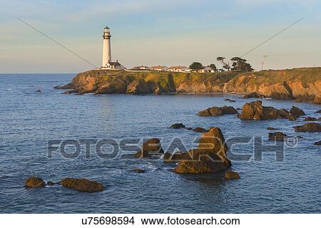 Seascape with lighthouse Point Arena Light View Large Photo Image Picture - Seascape with lighthouse Point Arena Light. Fotosearch