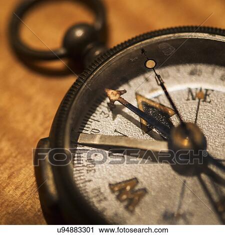 Stock Image - Studio shot of old fashioned compass. Fotosearch