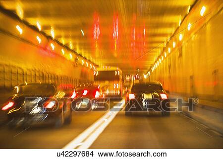 Traffic in tunnel View Large Photo Image Picture - Traffic in tunnel. Fotosearch