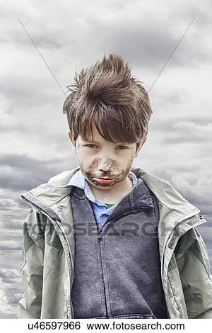 Boy with muddy face View Large Photo Image Stock Photograph - Boy with muddy face. Fotosearch