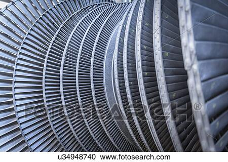 Stock Image - Detail of low pressure steam turbine. Fotosearch