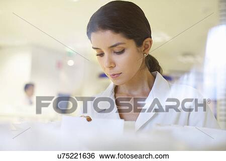 Female pharmacist checking prescriptions View Large Photo Image Stock Photograph - Female pharmacist checking prescriptions. Fotosearch