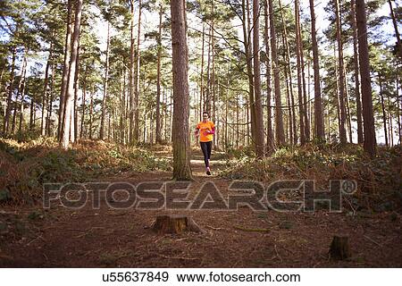 Mature woman running through a forest View Large Photo Image Stock Photo - Mature woman running through a forest. Fotosearch