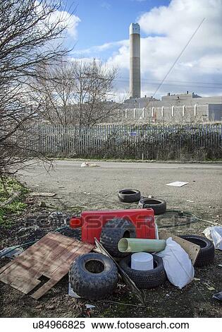 Stock Photography - Rubbish dumped near power station. Fotosearch