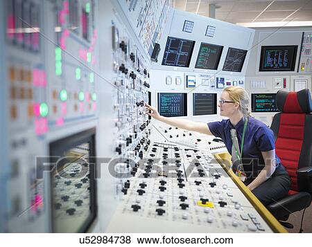 Female operator in nuclear power station control room simulator View Large Photo Image Stock Photo - Female operator in nuclear power station control room simulator. Fotosearch