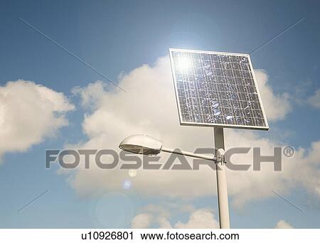 Stock Image - Solar powered lamppost. Fotosearch