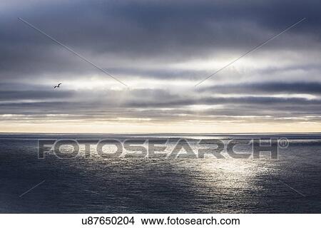 Picture - View of sea and stormy sky, Latrabjarg, Iceland. Fotosearch