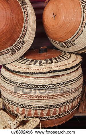 Stock Photograph - Camel basket from the Sultanate of Oman at International Folk Art Market; Santa Fe; New Mexico; USA. Fotosearch