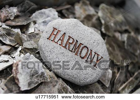 Stock Image - Close-up of 'harmony' on pebble at Ojo Caliente; New Mexico; USA. Fotosearch