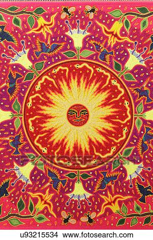 Picture - Detail of Huichol art at International Folk Art Market; Santa Fe; New Mexico; USA. Fotosearch