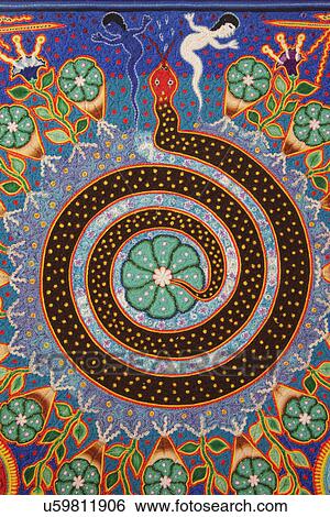 Stock Photograph - Detail of Huichol art at International Folk Art Market; Santa Fe; New Mexico; USA. Fotosearch