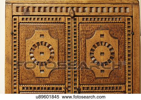 Stock Photography - Detail shot of closed wooden cabinet; Santa Fe; New Mexico; USA. Fotosearch
