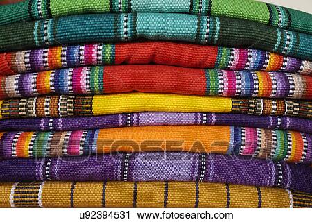 Stock Image - Detail shot of Mayan textiles; Antigua; Guatemala. Fotosearch
