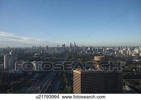 Aerial view of a city, Beijing, China View Large Photo Image Picture - Aerial view of a city, Beijing, China. Fotosearch