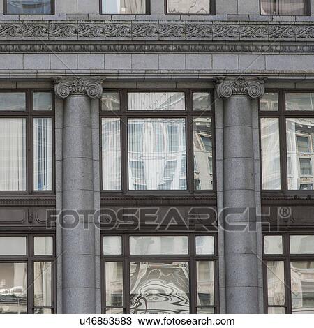 Stock Image - Architectural detail of a building, Seattle, Washington State, USA. Fotosearch