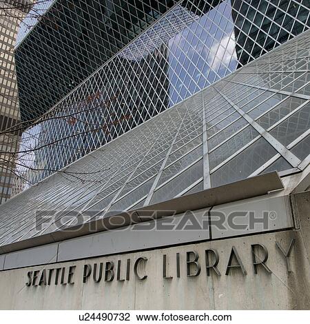 Stock Image - Architectural detail of Seattle Central Library, Seattle, Washington State, USA. Fotosearch