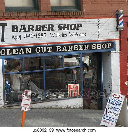 Barber shop exterior in Seattle, Washington State, USA View Large Photo Image Stock Photo - Barber shop exterior in Seattle, Washington State, USA. Fotosearch