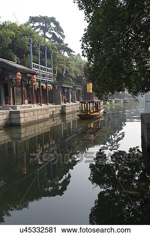 Boat in a river, Suzhou Street, Summer Palace, Haidian District, Beijing, China View Large Photo Image Stock Image - Boat in a river, Suzhou Street, Summer Palace, Haidian District, Beijing, China. Fotosearch