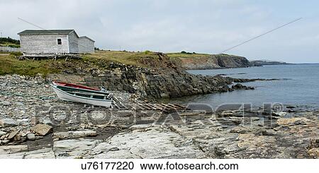 Stock Image - Boats at coast, Little Catalina, Bonavista Peninsula, Newfoundland And Labrador, Canada. Fotosearch