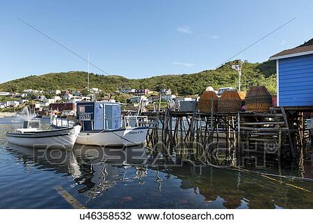 Stock Image - Boats at dock, Petty Harbor-Maddox Cove, St. John's, Avalon Peninsula, Newfoundland And Labrador, Canada. Fotosearch