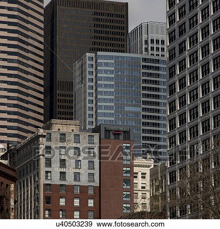 Buildings in a city, Pioneer Square, Seattle, Washington State, USA View Large Photo Image Stock Photo - Buildings in a city, Pioneer Square, Seattle, Washington State, USA. Fotosearch