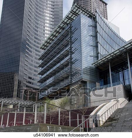 Stock Image - Buildings in a city, Seattle City Hall, Seattle, Washington State, USA. Fotosearch