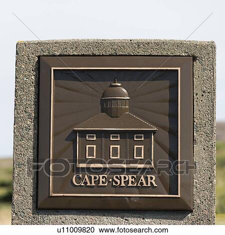 Stock Image - Cape Spear lighthouse sign, St. John's, Newfoundland And Labrador, Canada. Fotosearch