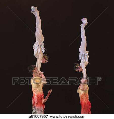 Stock Photo - Chinese acrobatics show, Beijing, China. Fotosearch