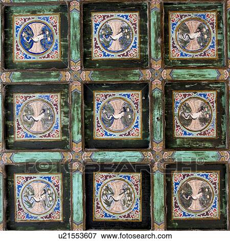 Stock Photo - Close-up of a details of a door, Suzhou Street, Summer Palace, Haidian District, Beijing, China. Fotosearch
