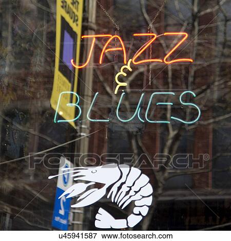 Close-up of a restaurant sign, Jazz And Blues, Seattle, Washington State, USA View Large Photo Image Stock Photo - Close-up of a restaurant sign, Jazz And Blues, Seattle, Washington State, USA. Fotosearch