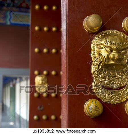Close-up of a traditional Chinese red door, Hall of Dispelling Clouds, Longevity Hill, Summer Palace, Haidian District, Beijing, China View Large Photo Image Stock Image - Close-up of a traditional Chinese red door, Hall of Dispelling Clouds, Longevity Hill, Summer Palace, Haidian District, Beijing, China. Fotosearch